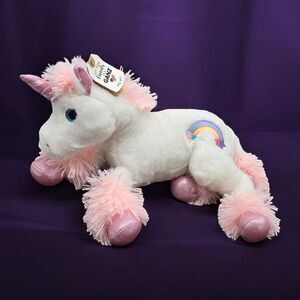 Ganz 17" Tall Floppy Soft White Rainbow Unicorn Stuffed Plush Toy NEW with Tags